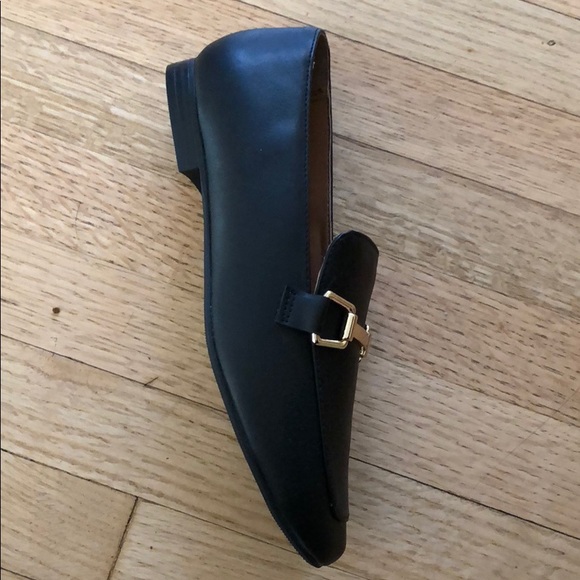 Black Gold Tone Horsebit Loafer Low Heel Sandal - Picture 6 of 6